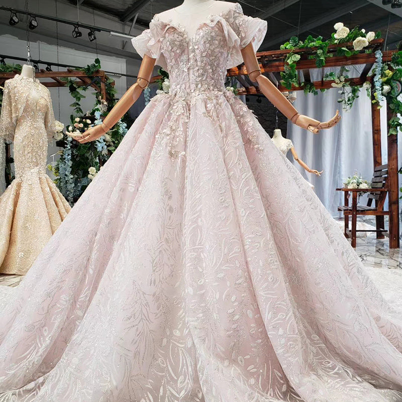 applique pattern women wedding dress ball gown luxury wedding dress
