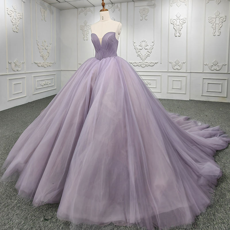 Elegant Fashion Purple Princess Sleeveless Sequins Ball Gown Evening Dress