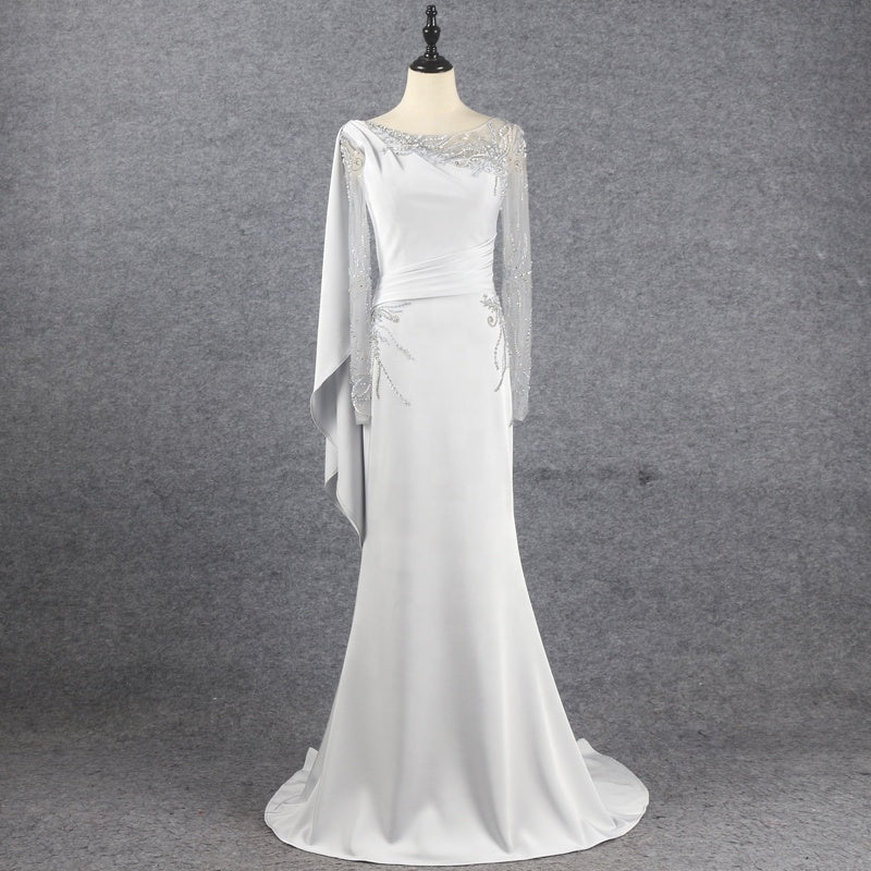 2022 Women'S New Evening Dress Long Sleeve Elegant Simple Light Luxury Long Dress Party Dress