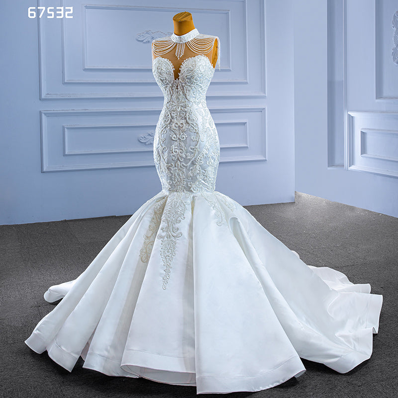 New Design Customized Beach Crystal Wedding Gown Dress Bridal Mermaid