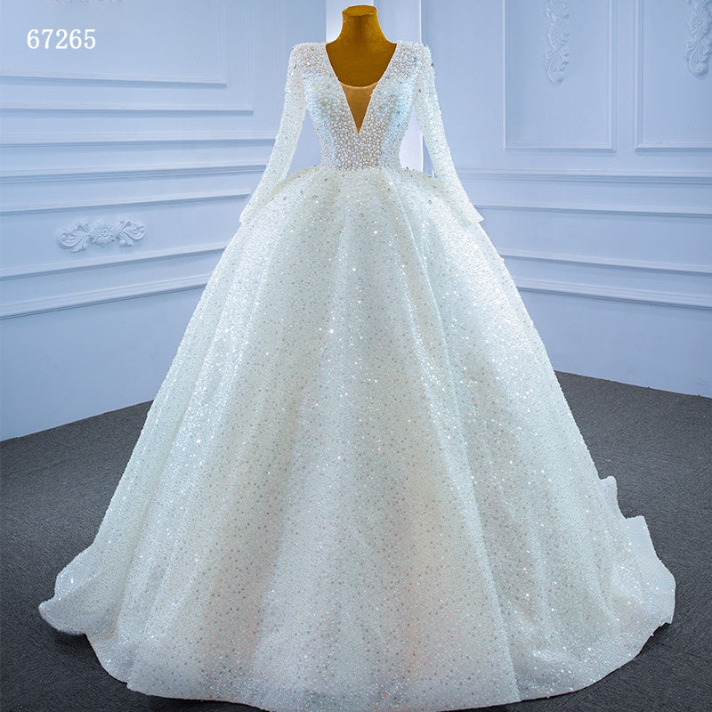 Luxury Long Sleeve Ins Fashion Women Wedding Dress Bridal Gown