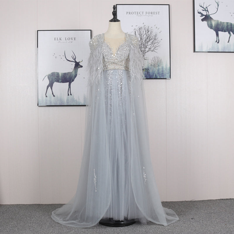 Deep V Beading Sequin Fashion Formal Dresses Evening Party Dress - Image 2