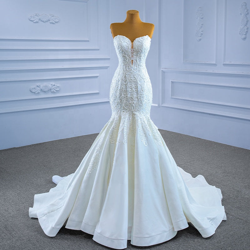 Ladies New Elegant Luxury Applique Mermaid Bridal Wedding Dress