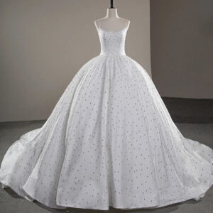 White Simplicity Wedding Dresses Embroidery Satin Sweetheart Bride Gowns Custom Made