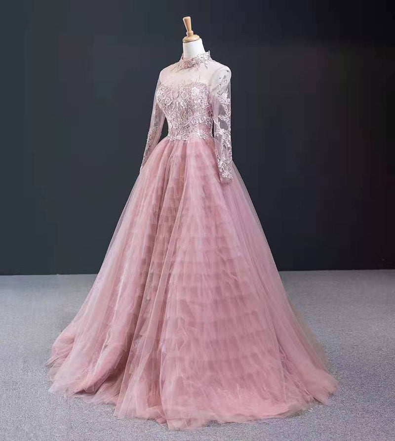 high neck lace up back dress luxury crystal beaded high quality evening dress - Image 5