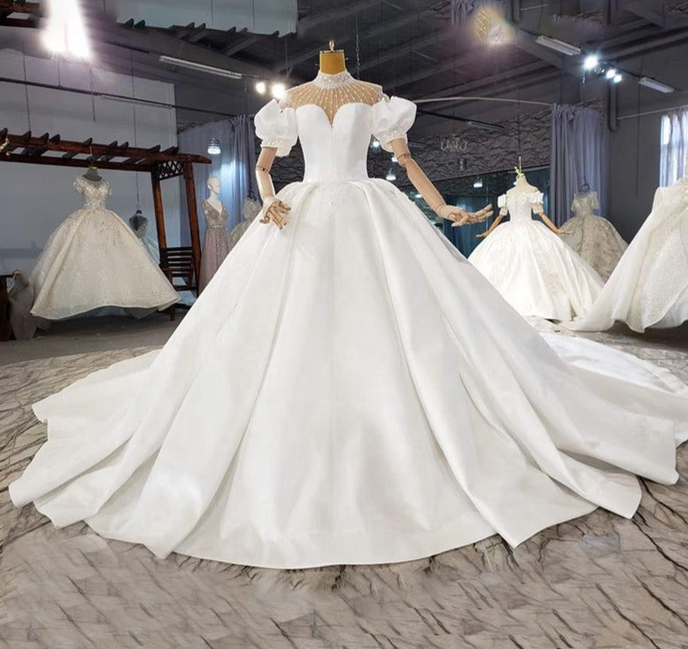 Puff Sleeve Long Dress For Weddings Women Wedding Dress - Image 3
