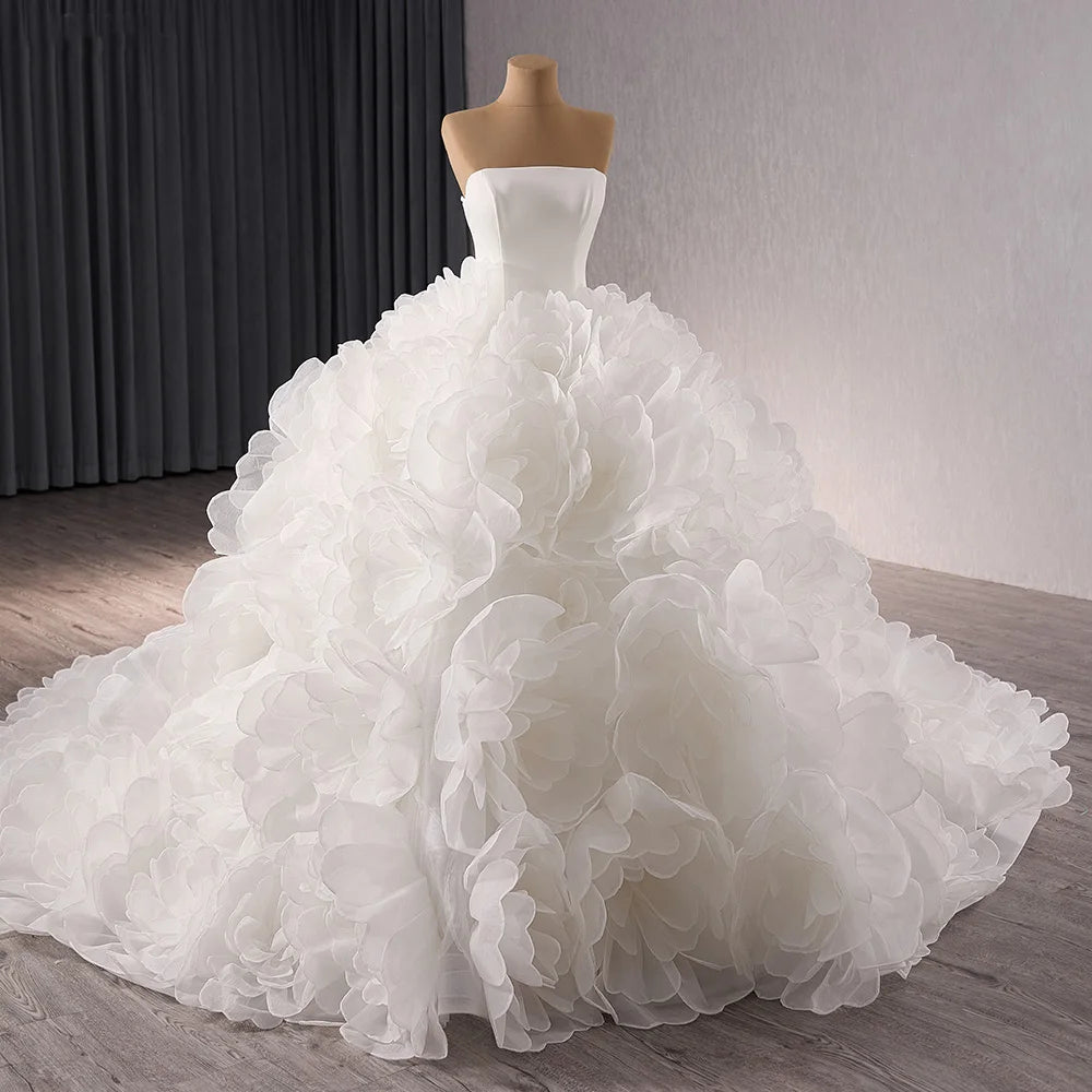 3D Cake Skirt Wedding Dress Sweetheart Elegant Chapel Bride Maxi Tail Off-Shoulder Train Wedding Dresses - Image 4
