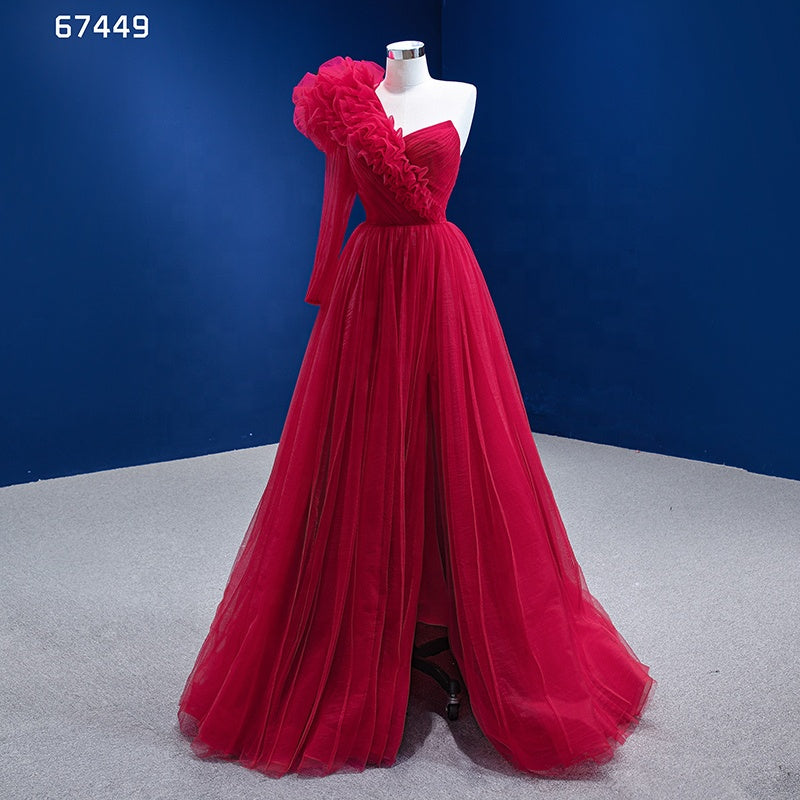 The Latest Dress Design Lace Elegant Dress Shoulder 3D Flower Lace Evening Dress 2022 - Image 2