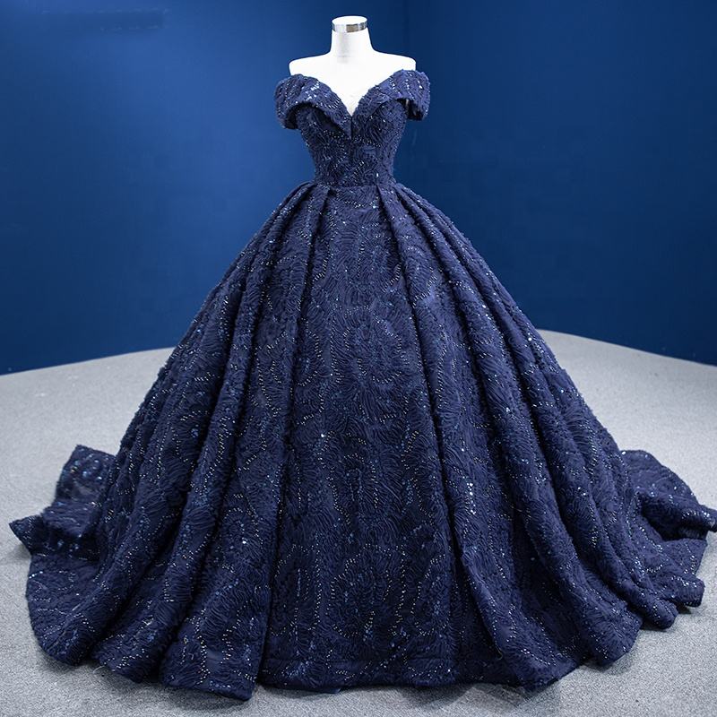 Blue Bling Off Shoulder Party Evening Gowns Prom Dress