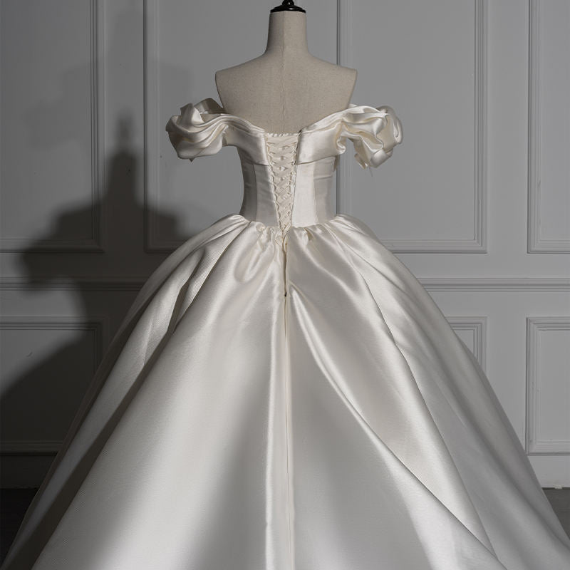 Modern Sweetheart Off Shoulder Ball Gown Lace Up Wedding Dress - Image 4
