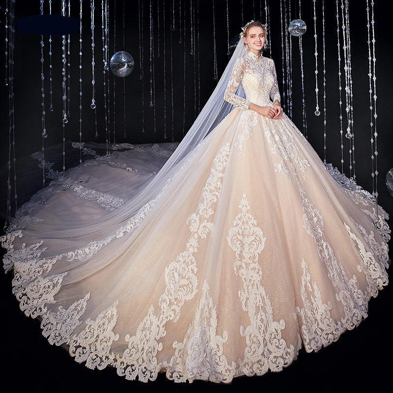 High Quality Princess Luxury Long Sleeve Wedding Dress Bridal Gown - Image 2