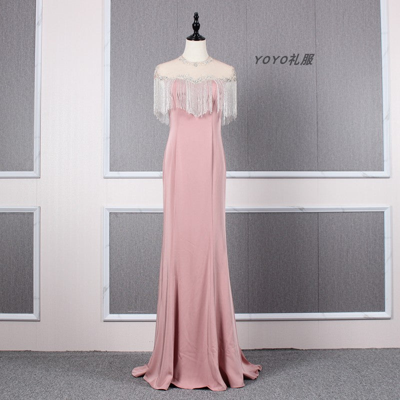 Ladies New Elegant Fringed Lace Green Mermaid Evening Dress Evening - Image 3