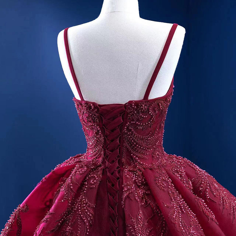 Red Wedding Dress Suspended Embroidered Cake Skirt Evening Dress - Image 7