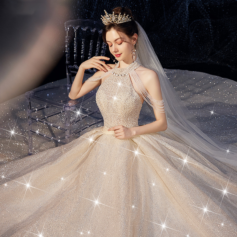 Luxury Women Beading Sequin Wedding Dress Bridal Gown - Image 5
