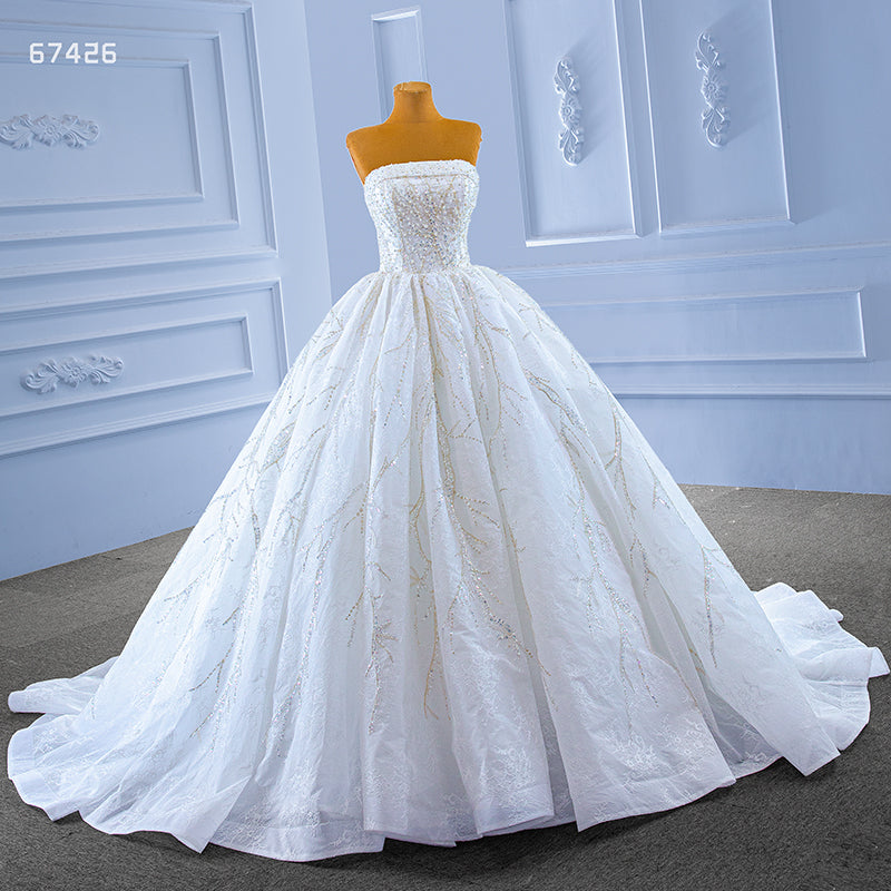 Bridal Gown Women'S White Crystal Bead Sequins Luxury Custom Halter Wedding Dress