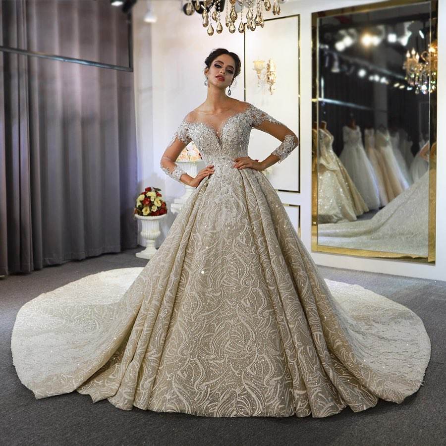 New Bridal Ball Gown Lace Sequin Wedding Dresses