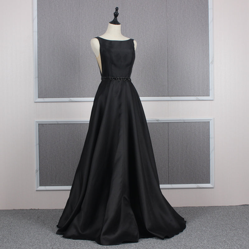 Ladies New Elegant And Simple Black Sleeveless Black Evening Dress - Image 4