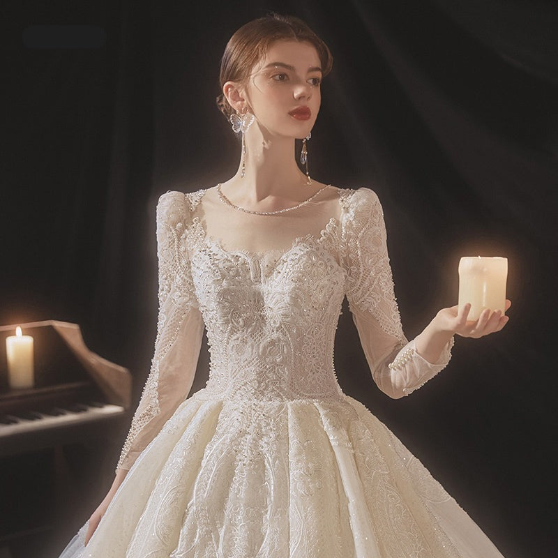 Long Sleeve Fashion Elegant Empire Ball Gown Wedding Dress - Image 4