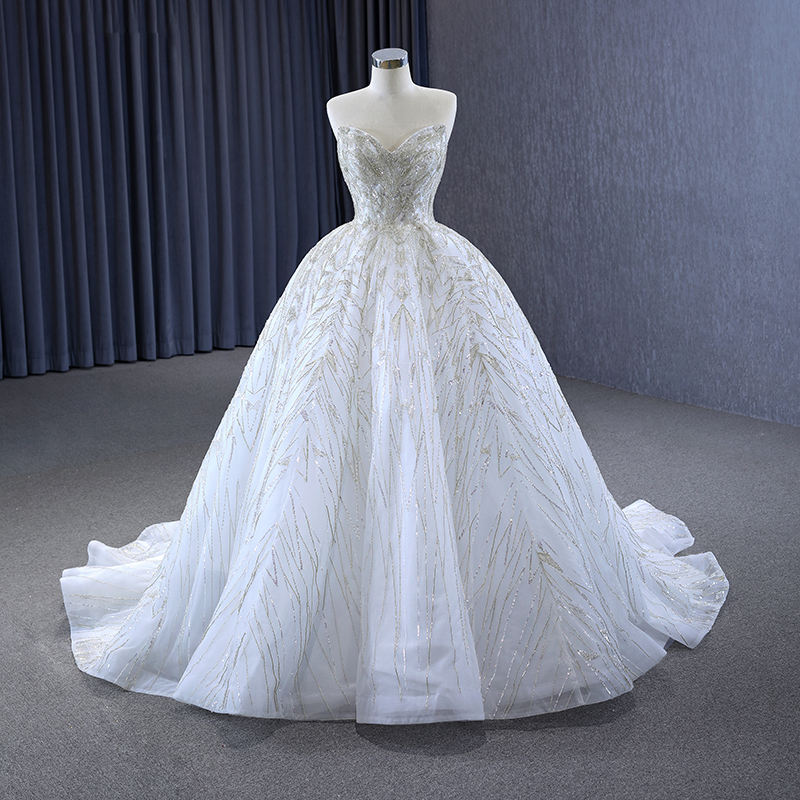 New Style White Trailing Wedding Dress For Bride Backless Wedding Dress