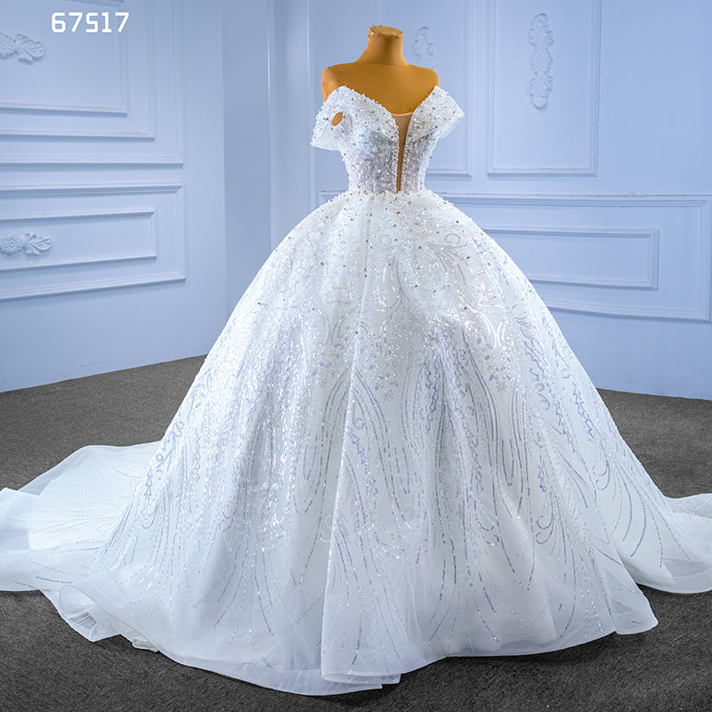 Luxury White Ball Gown Wedding Dress - Image 4