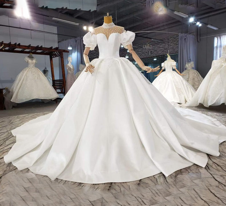 Puff Sleeve Long Dress For Weddings Women Wedding Dress - Image 4