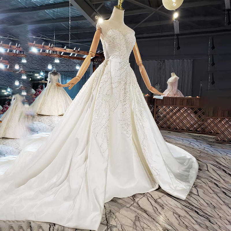 O Neck Mermaid Crystal Wedding Dress Bridal Gowns