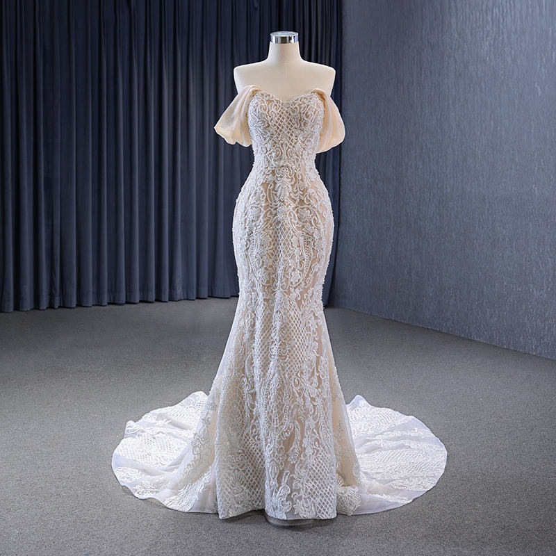 New Design Luxury  Elegant White Mermaid Wedding Dress 2023