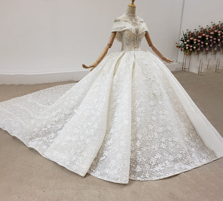 High Neck Sequined Dresses Wedding Dress Bridal Gowns