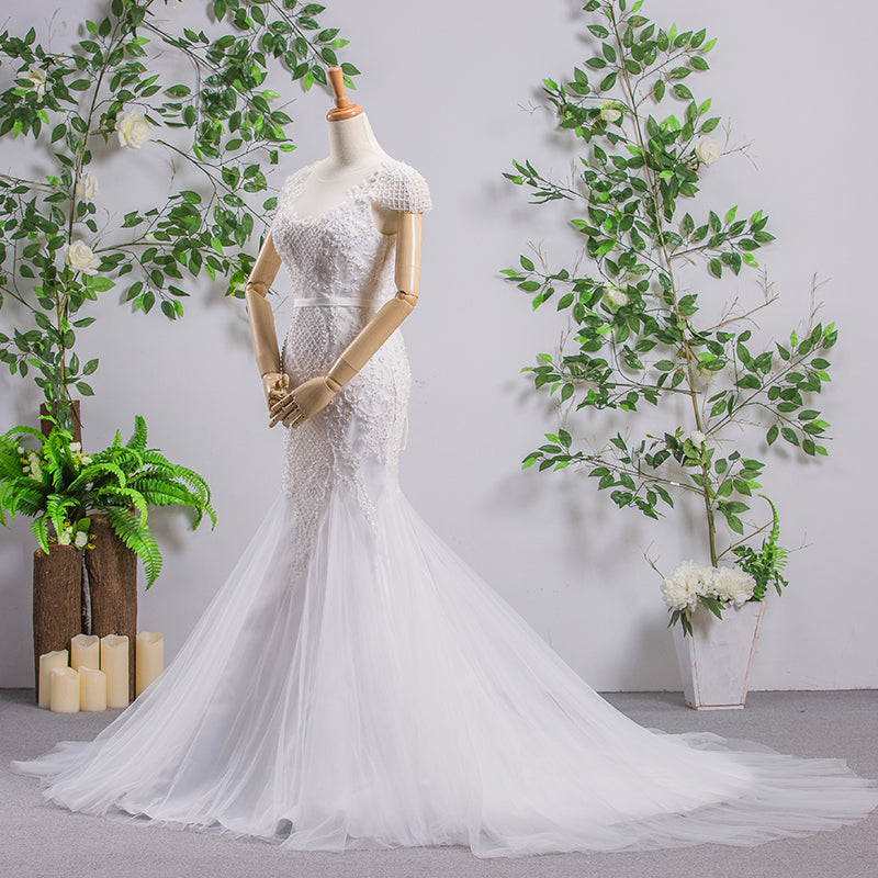 Mermaid Lace Applique Sleeveless Women Elegant Wedding Dress For Bride - Image 4