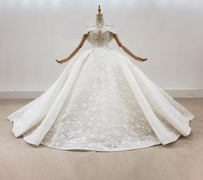 High Neck Sequined Dresses Wedding Dress Bridal Gowns - Image 3