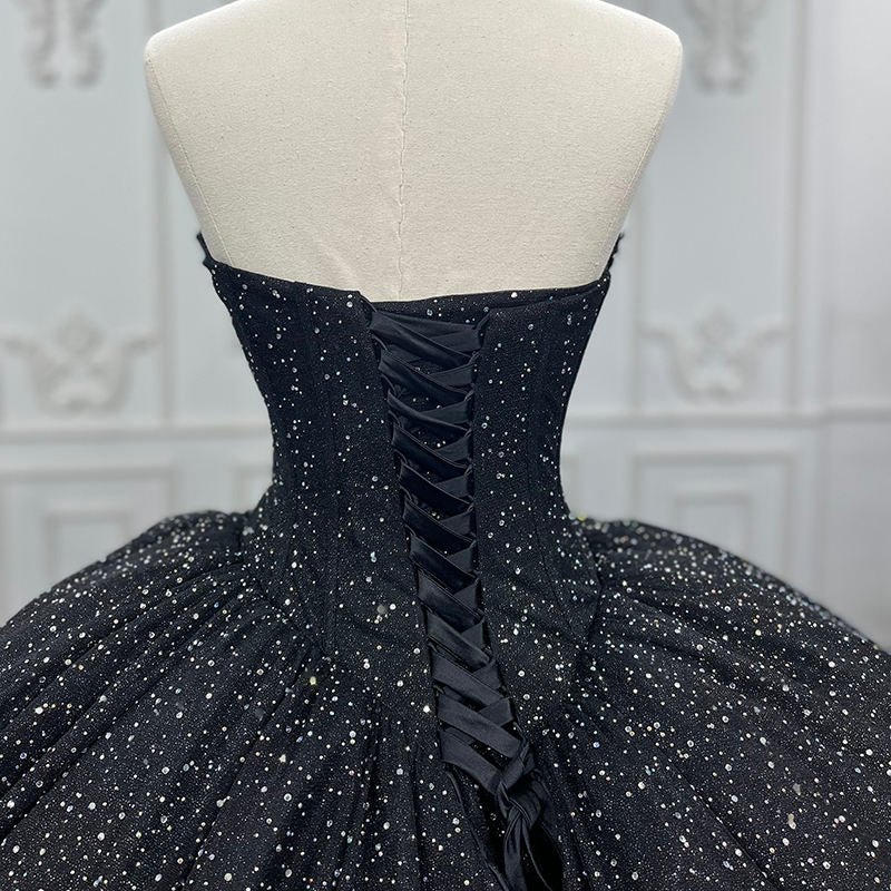 Shiny Glitter Black 2022 Long Prom Evening Gowns Dresses - Image 7