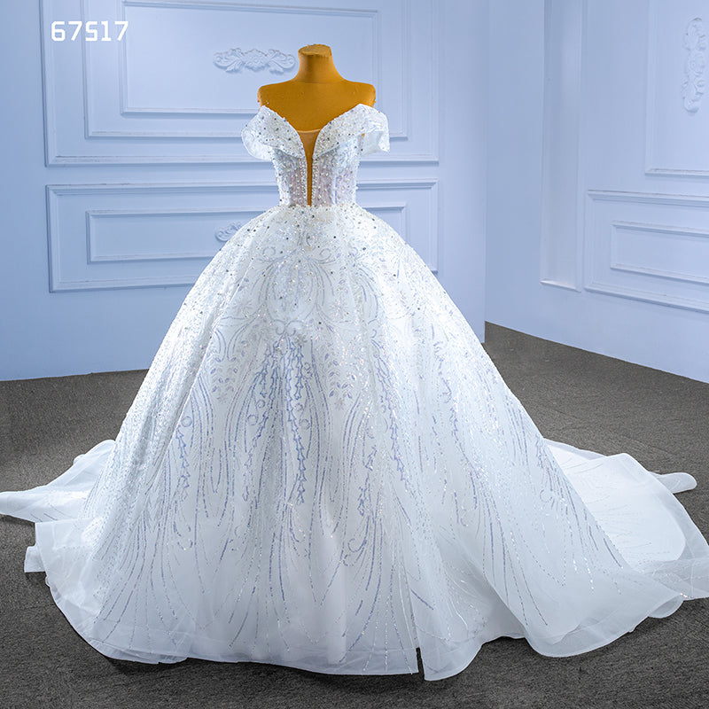 Luxury White Ball Gown Wedding Dress - Image 5