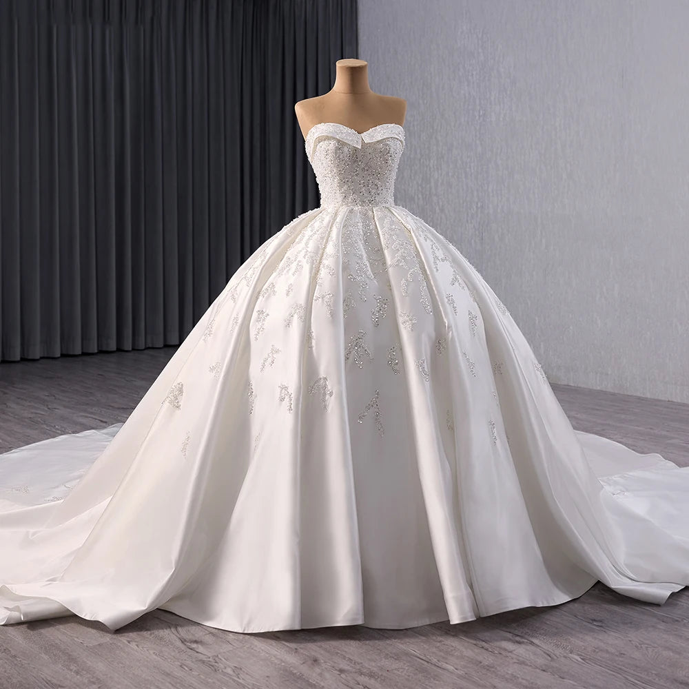 Princess Ball Gown Wedding Dresses Lace Applique Bead Sweetheart Sweep Train Vintage Plus Size Bridal Gowns - Image 4
