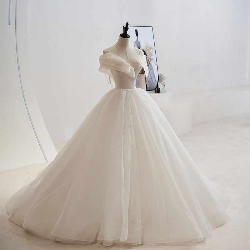 Spaghetti Strap Lace Up Satin Wedding Dress