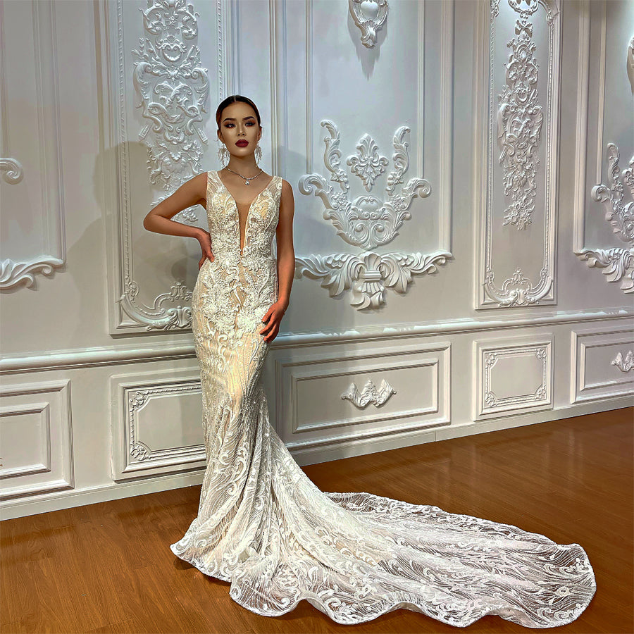 Mermaid 2022 Vintage Lace Bridal Wedding Dress - Image 6