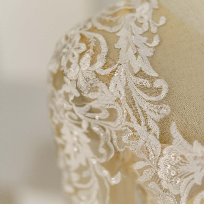 Mermaid Pattern Full Sleeve Illusion Wedding Dress - Image 6
