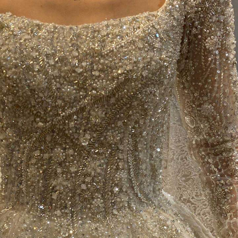 2022 New Fashion Shiny Long Sleeve Prom Dress Wedding Dress Backless Sequin Wedding Dress - Image 6