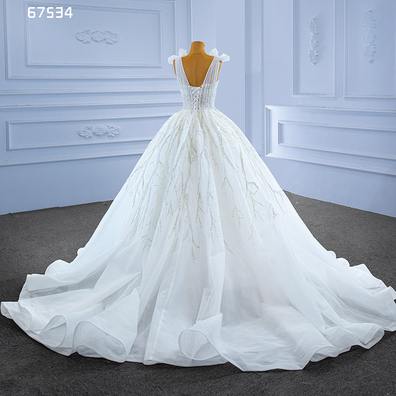 New Design Sexy Strap White Lace Sequins Bridal Wedding Dress - Image 5