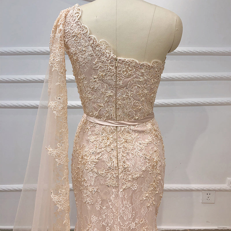 Latest Design Solid Color One Shoulder Shiny Sequin Party Dresses High Slit Full Length Women Evening Dresses - Image 5