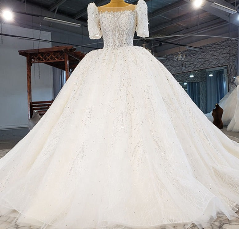 Heavy Beading Sequin Luxury Ball Gown Wedding Dresses Bridal - Image 3