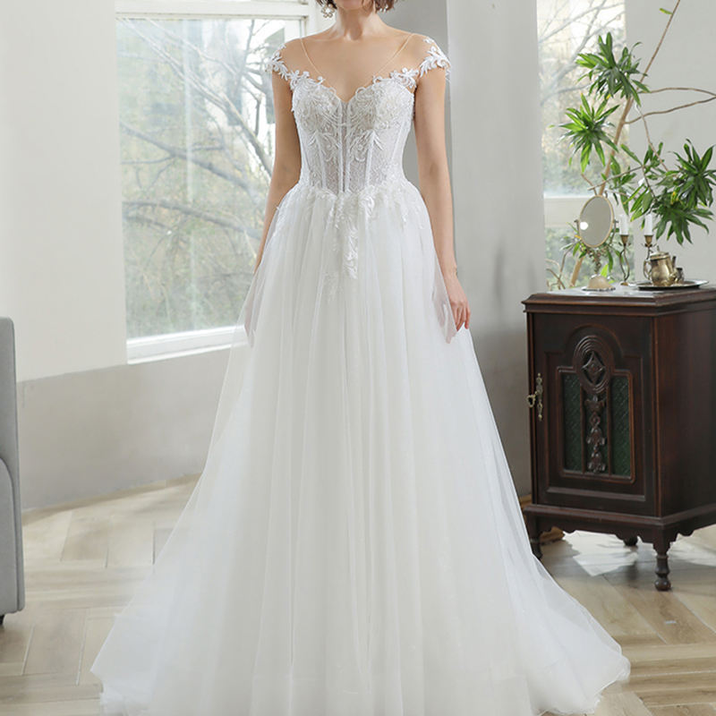 New Design Hot Selling Best Quality A-Line Fashion Lace Party Dresses Long Wedding
