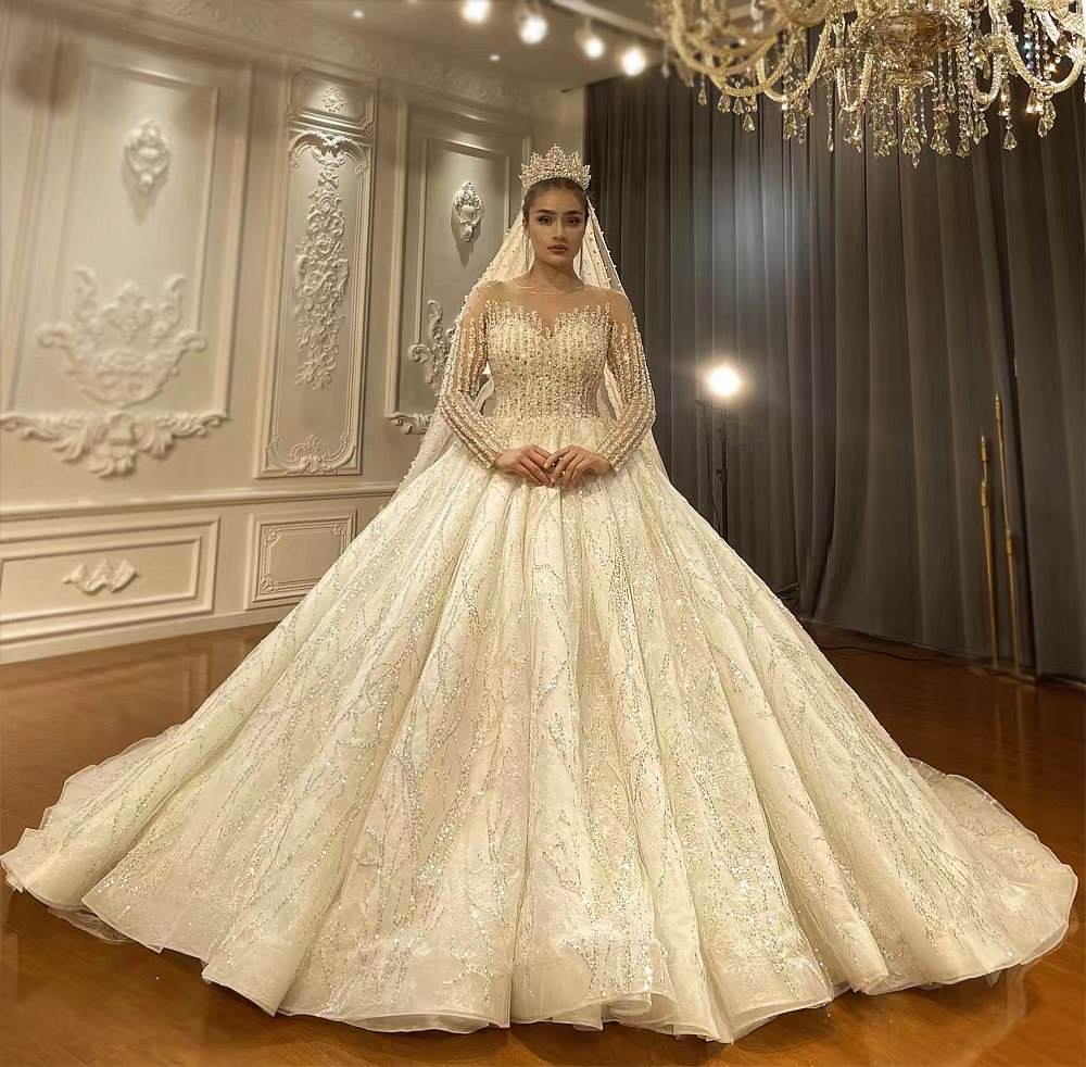 Sweetheart Elegant Women Modest Bridal Gowns Trailing Wedding Dresses