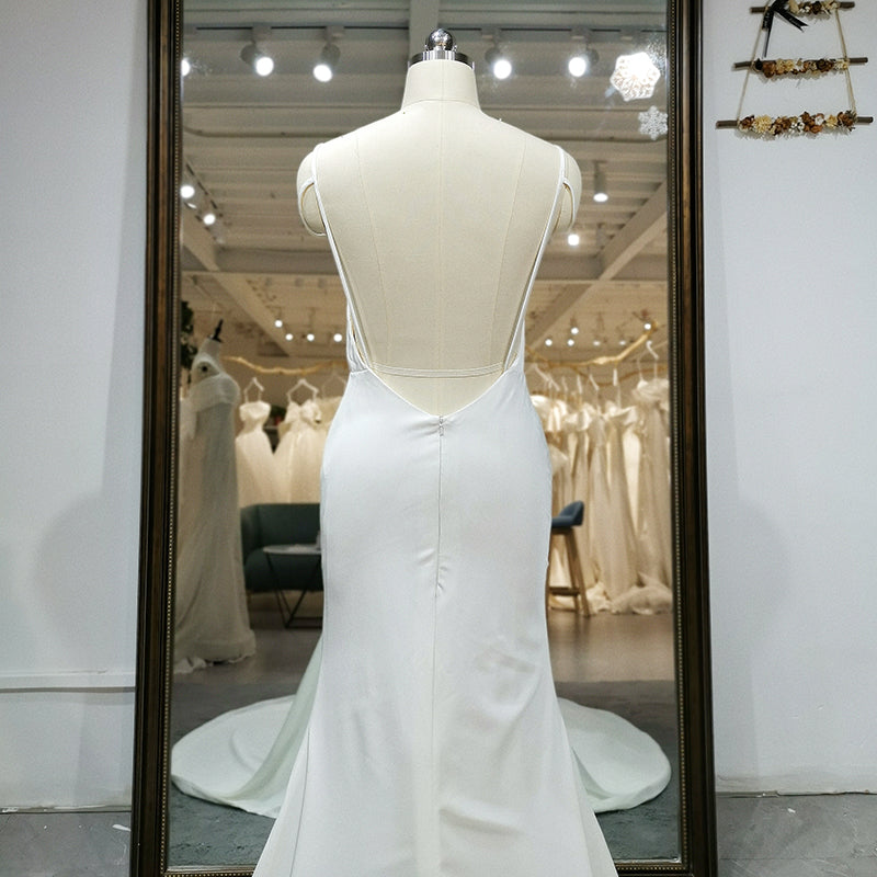 Elegant Soft Satin Simple Mermaid Wedding Dress - Image 4