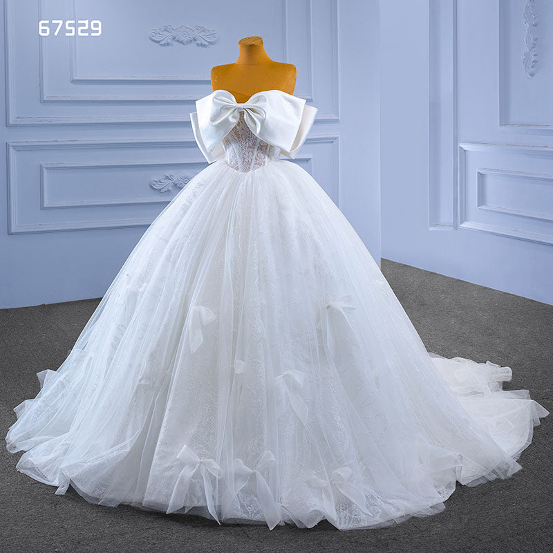 Latest Design Wedding Dresses Luxury Bow Lace Sexy Bridal Prom Dresses