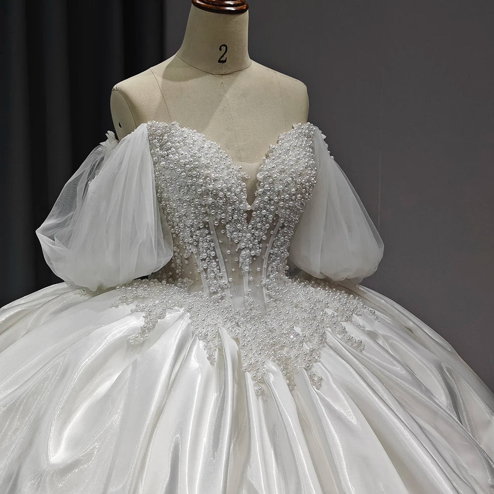 Off Shoulder Sweet Gowns wedding Dress Sequin Wear Pageant Pearl Ball Gown Princess Dresses - Image 2