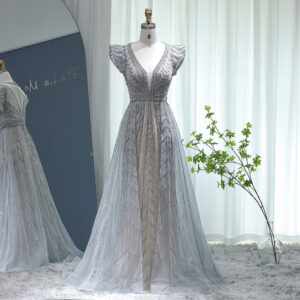 Luxury Evening Dresses Overskirt Elegant Cap Sleeve Crystal Formal Dress for Women Wedding Party