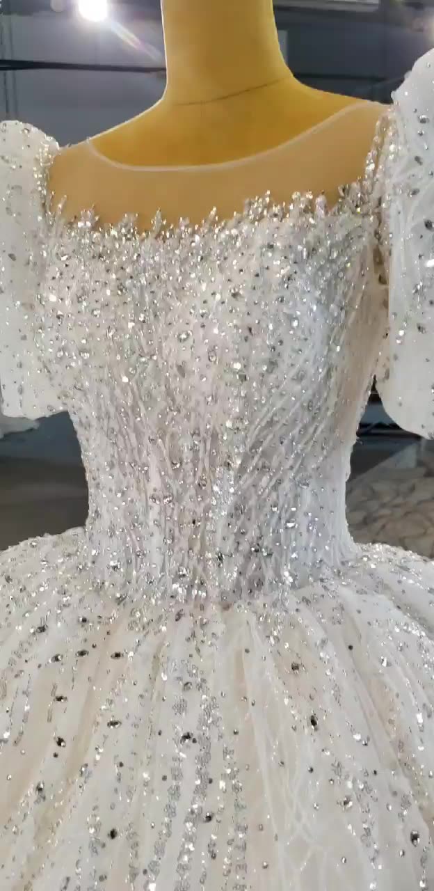 Heavy Beading Sequin Luxury Ball Gown Wedding Dresses Bridal - Image 2