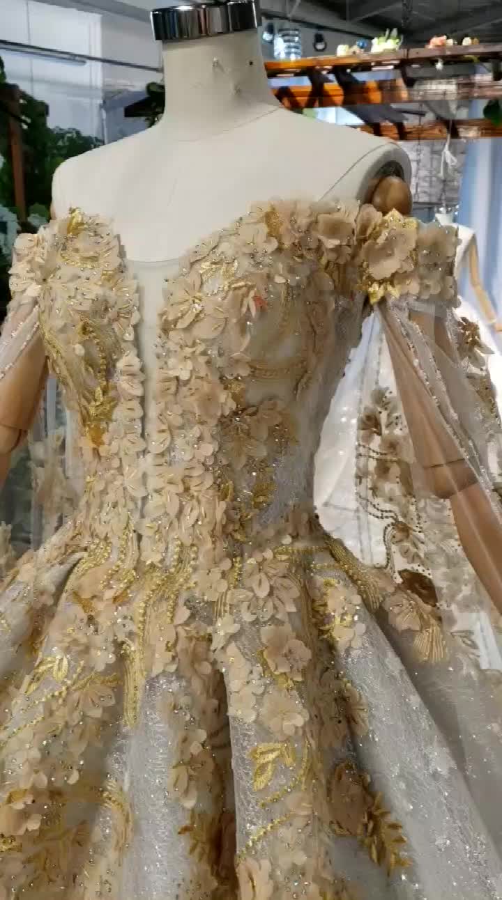 Luxurious Lace Illusion Off Shoulder Wedding Dress Bridal Gown - Image 2