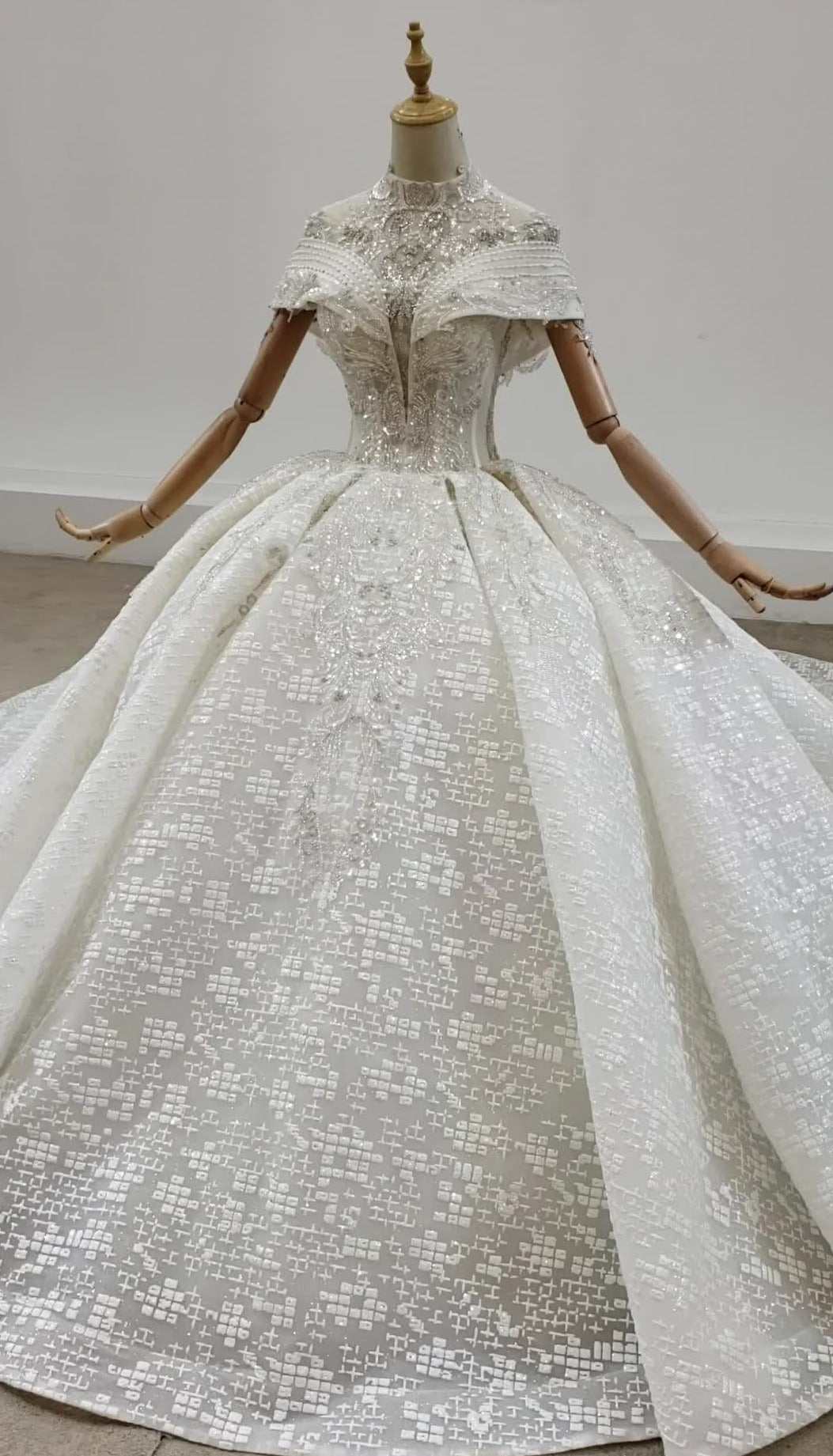 High Neck Sequined Dresses Wedding Dress Bridal Gowns - Image 2