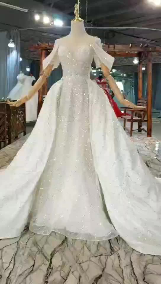 O Neck Lace Applique Elegant Princess Wedding Dress
